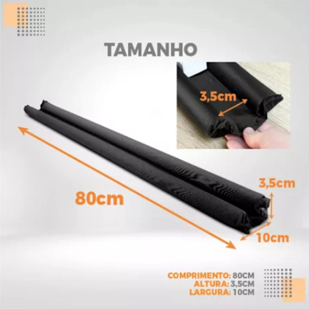 Protetor de porta duplo 80cm impermeável cobrinha rolo veda - Imagem 3