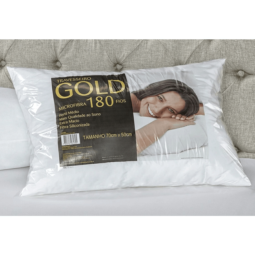 Travesseiros Gold Microfibra 180 Fios Com Fibra De Silicone luftex