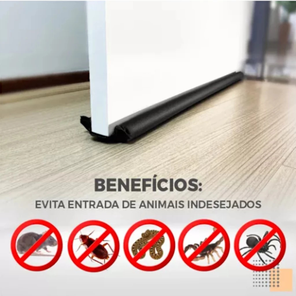 Protetor de porta duplo 80cm impermeável cobrinha rolo veda - Imagem 2
