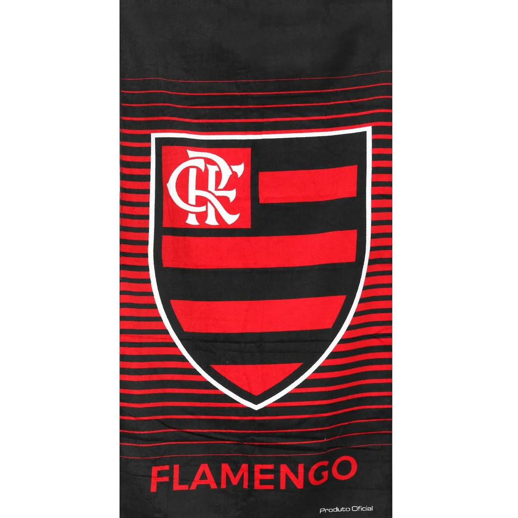 Toalha de Banho Praia e Piscina Brasão Flamengo Licenciado Buettner Veludo Estampada Times - Imagem 7