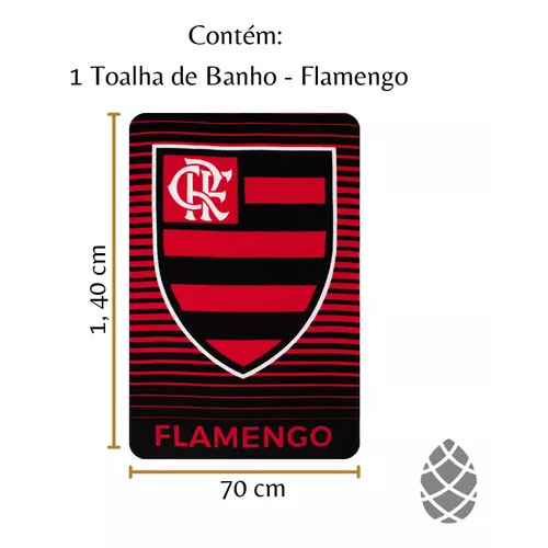 Toalha de Banho Praia e Piscina Brasão Flamengo Licenciado Buettner Veludo Estampada Times - Imagem 6