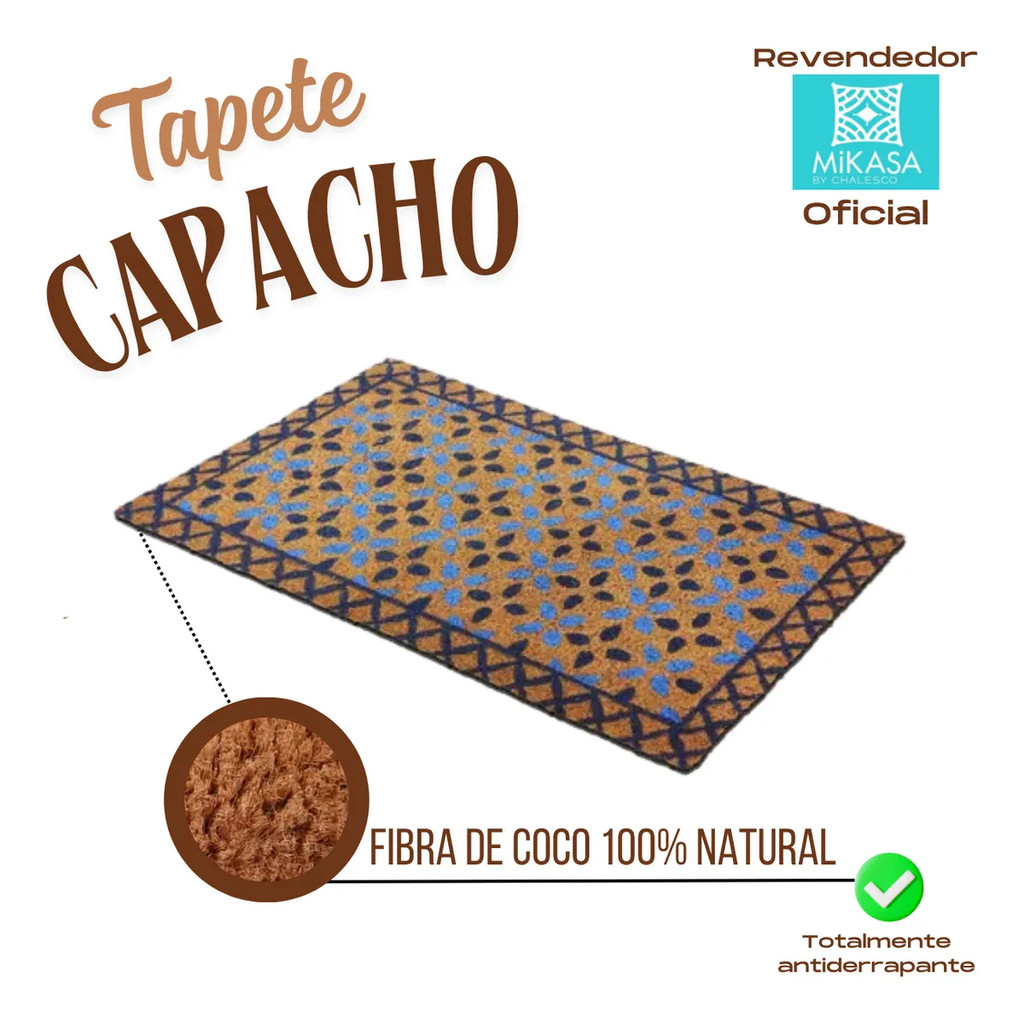 Capacho Fibra de Coco Estampa Mikasa by Chalesco 30x60 resistente e elegante
